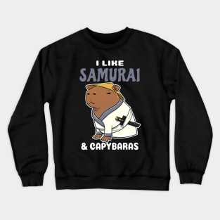 I Like Samurai and Capybaras Cartoon Crewneck Sweatshirt